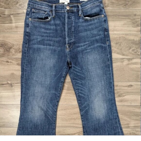 Frame Denim Le Crop Flare Blue Jeans Size 30 Button Fly Sunrise Park - 30 - Picture 8 of 13